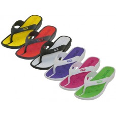 W8830L-A - Wholesale Women's "EasyUSA" Soft Comfortable  2 Tone Color Mid-Heel Rubber Thong Sandal ( *Asst. 6 Colors )